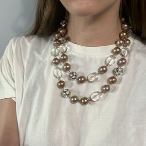 Rose Gold And Crystal Look Fashion Statement Necklace